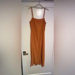 NWT Madewell Goldie Plisse Dress - Sunset Haze Orange - Size 12
